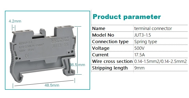 Plug in Panel Mounting Spring Cage Clamp Terminal Block Connector 24A/800V