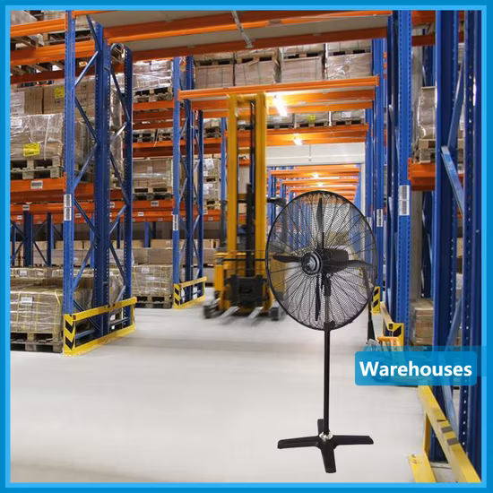 Ventilador de suporte industrial de 4 lâminas de alumínio com controle remoto de 19 velocidades